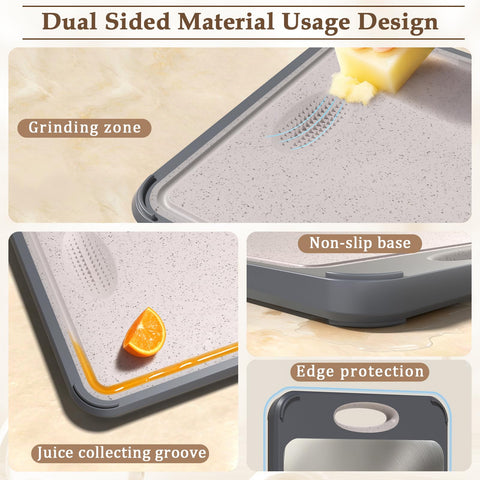 GUANCI cutting board with built-in 200 ml liquid reservoir to catch drips.
