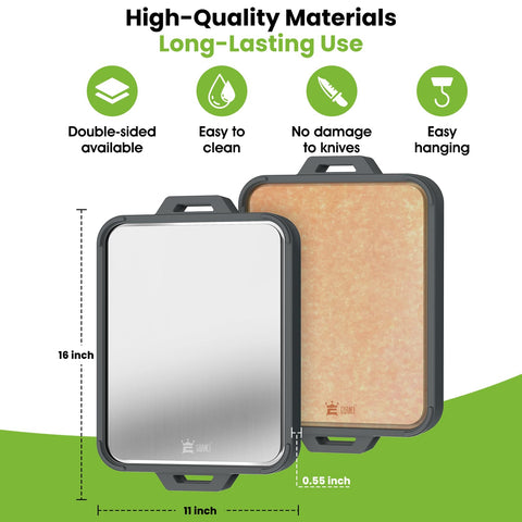 Guanci 16x11 inch cutting board fits comfortably on standard counters