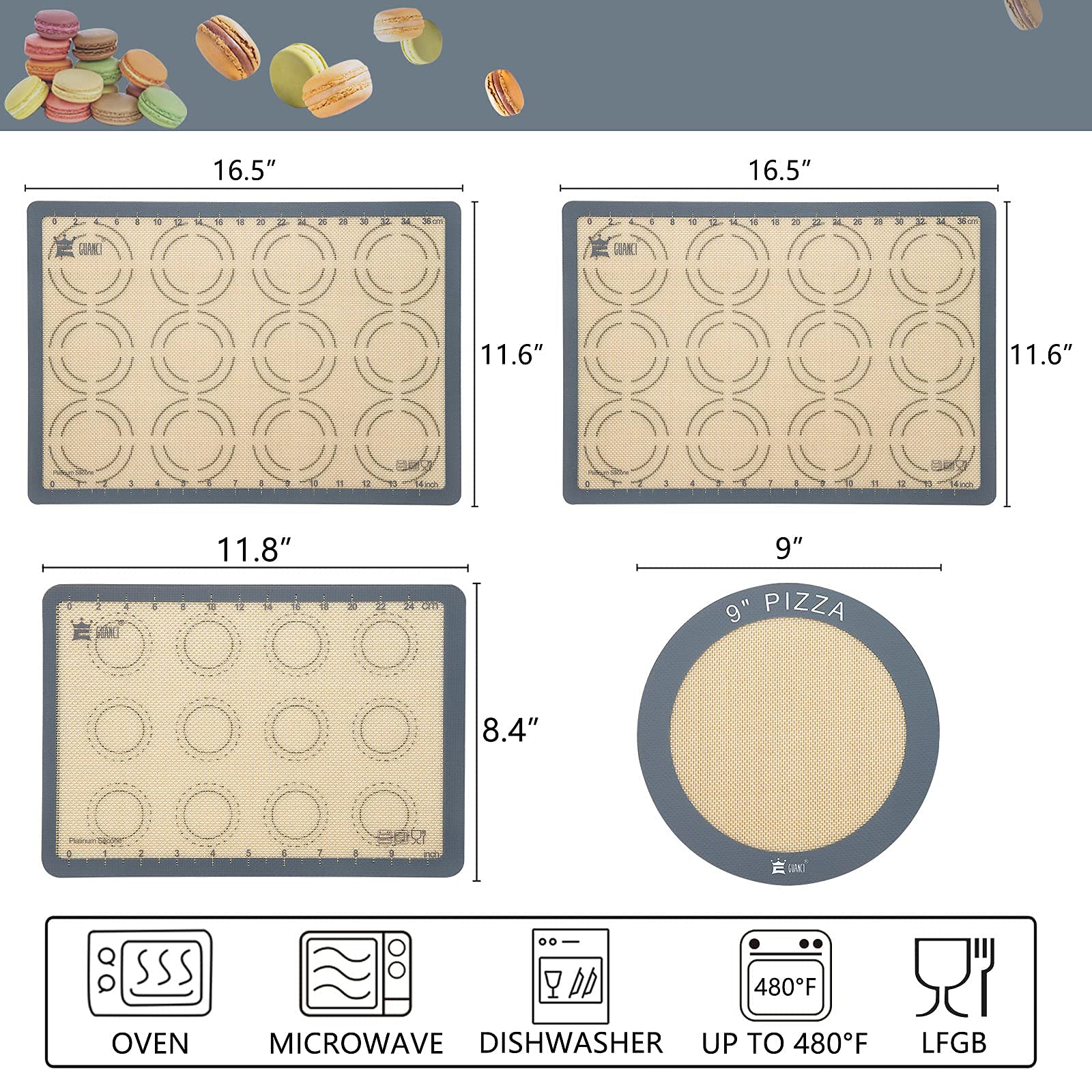 Guanci nonstick silicone mat withstands high heat for versatile baking