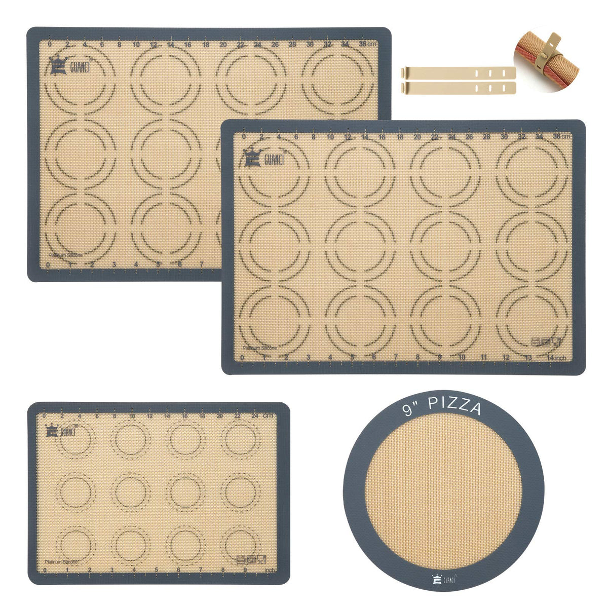 Guanci silicone baking mat set rolling macarons for even rolling and easy release