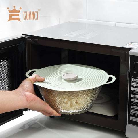 GUANCI lids withstand heat and cold for microwave, oven, and stovetop use.