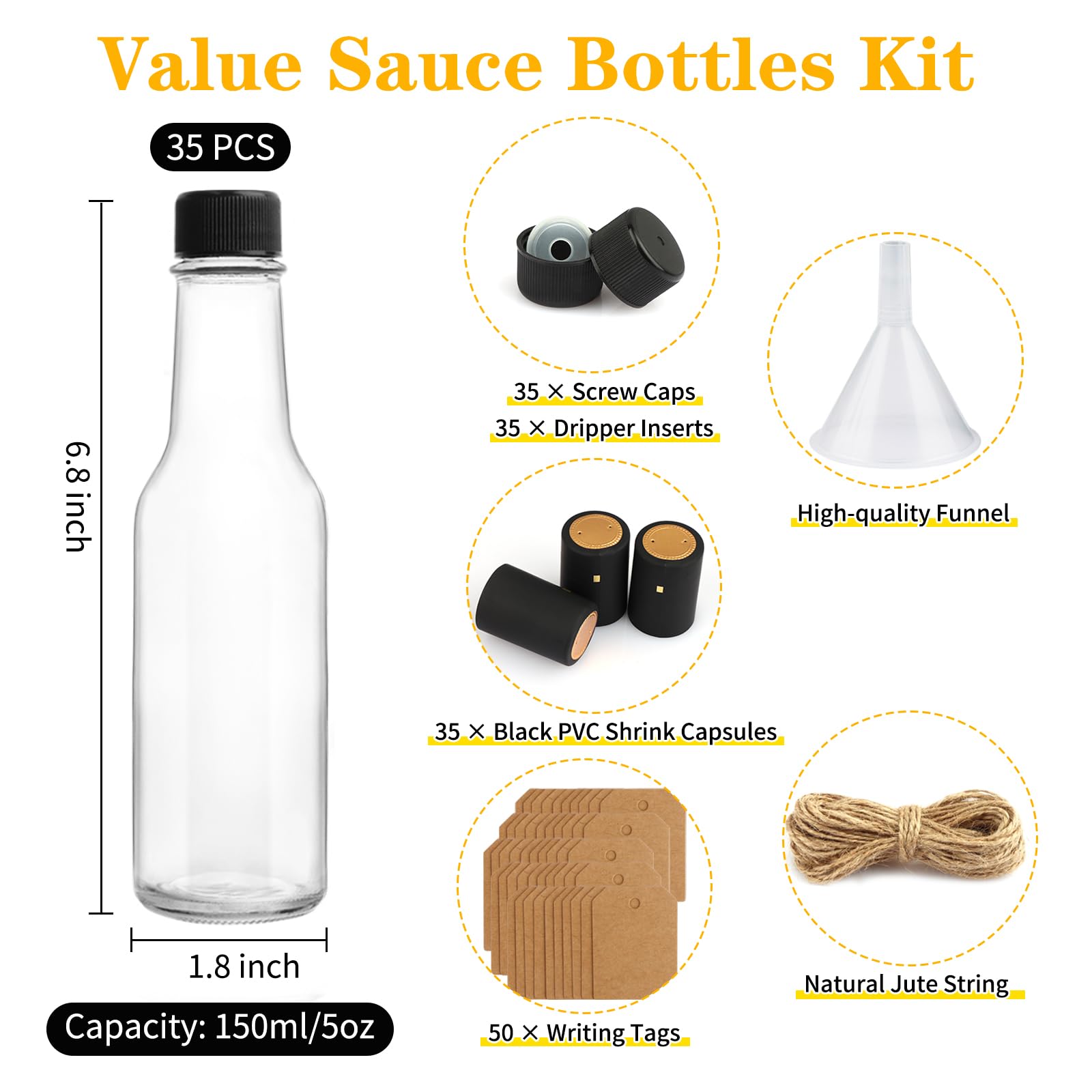 GUANENA clear woozy bottles show contents for quick identification.