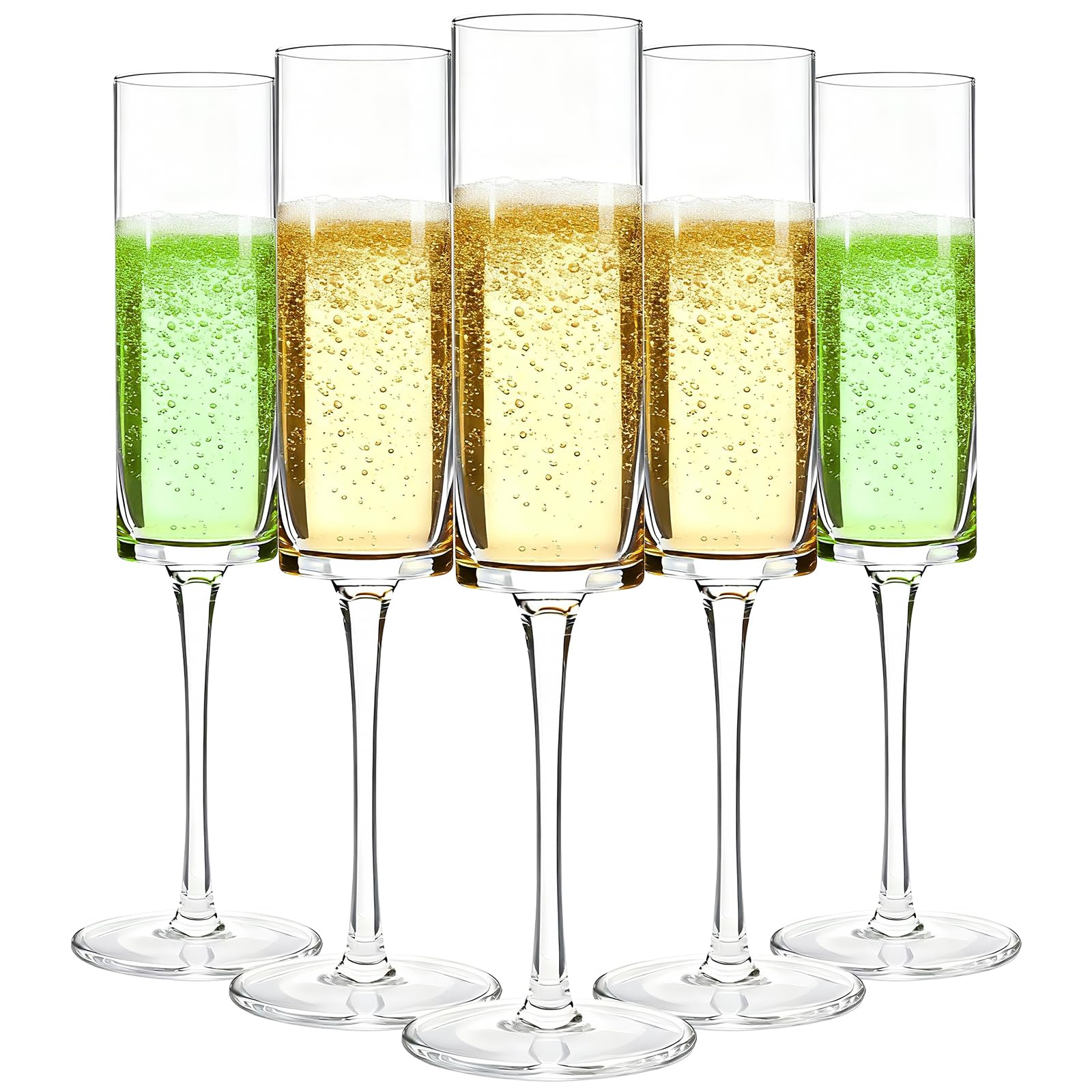 GuanQiao 12-pack plastic champagne flutes with square design, durable and reusable.