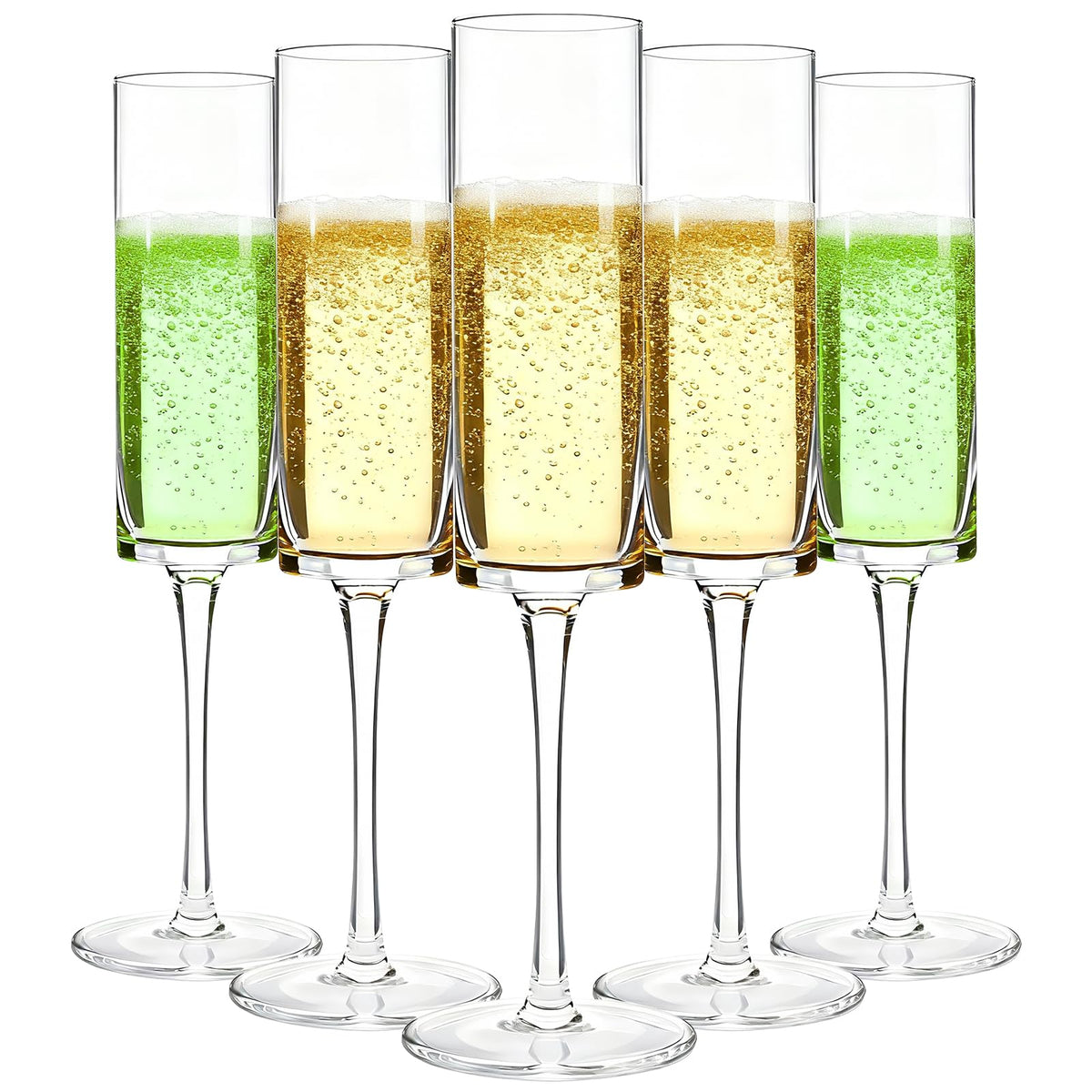 GuanQiao 12-pack plastic champagne flutes with square design, durable and reusable.