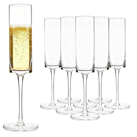 GuanQiao 24-pack crystal-clear square champagne flutes 6oz for elegant celebrations
