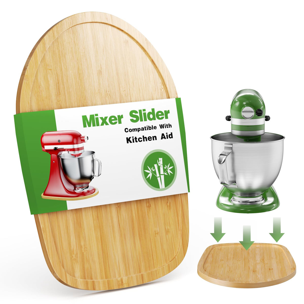 GuanQiao bamboo mixer slider under KitchenAid tilt-head for easy movement