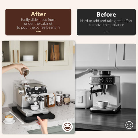 GuanQiao bamboo tray with smooth rollers protects counters while moving appliances.
