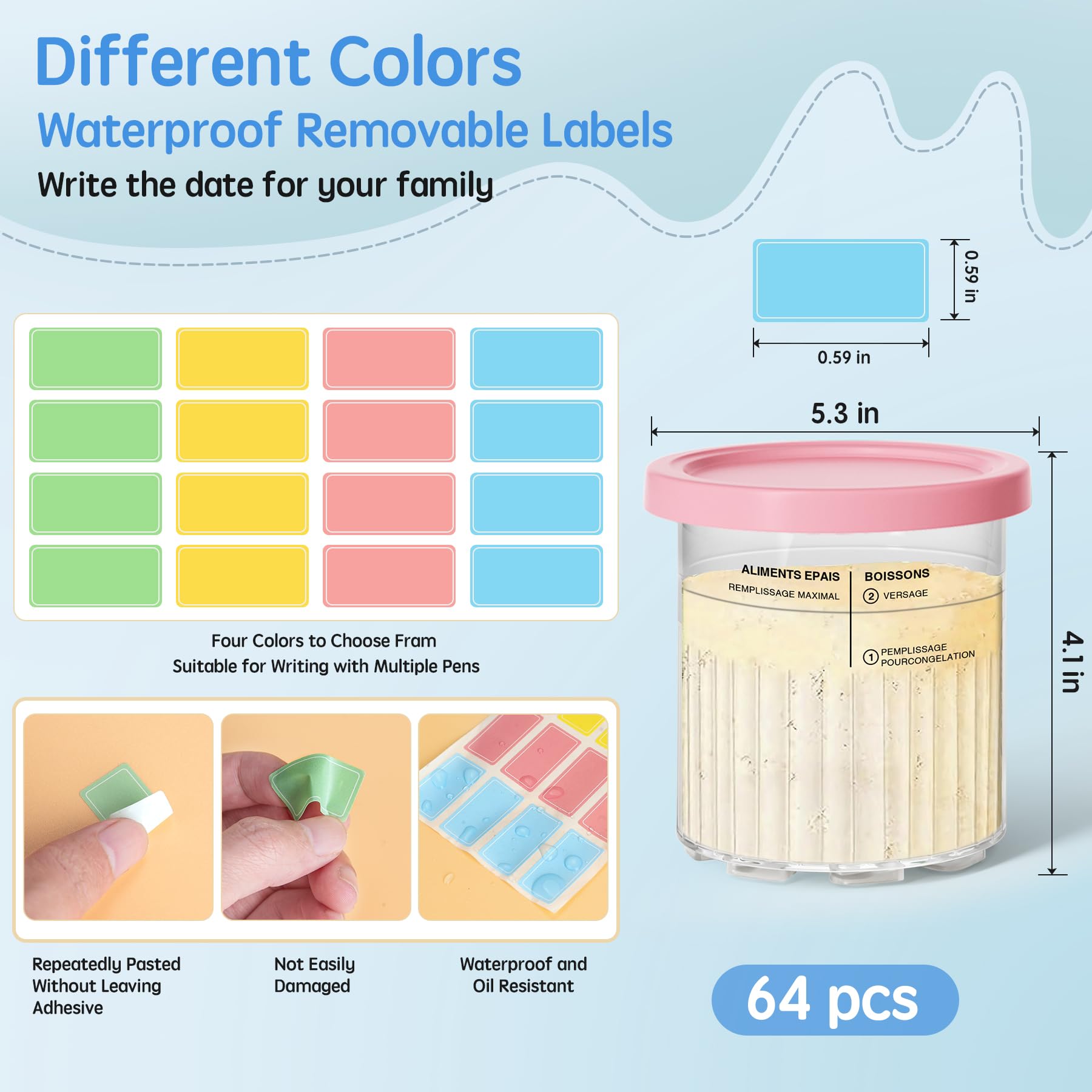 GuanQiao Creami Deluxe 64 writable labels for easy flavor notes.
