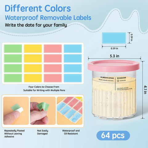 GuanQiao Creami Deluxe 64 writable labels for easy flavor notes.