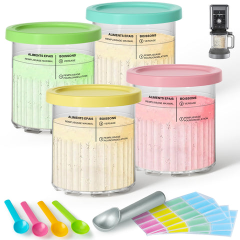 GuanQiao Creami Deluxe pint with red lid for color-coded flavor storage.