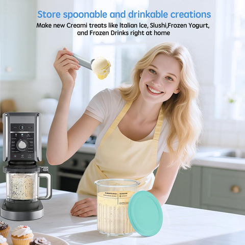 GuanQiao Creami Deluxe clear pint stack for organized freezer storage.