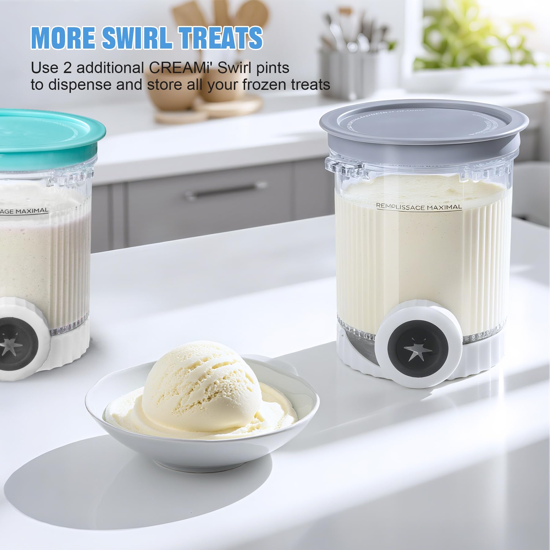 GuanQiao Creami Swirl kit includes 64 writable labels for flavor naming.