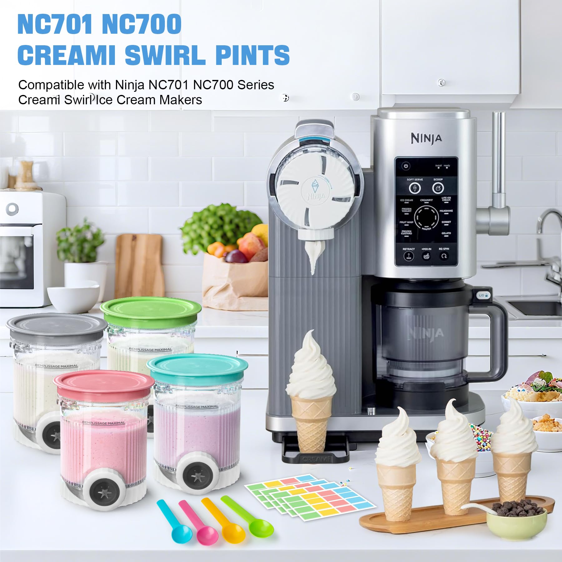 GuanQiao Creami Swirl pints with assorted labels aid flavor tracking.