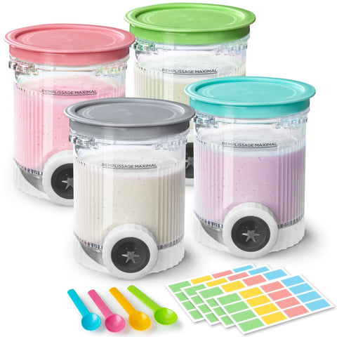 GuanQiao Creami Swirl pints assembly with lids and labels for quick organization.