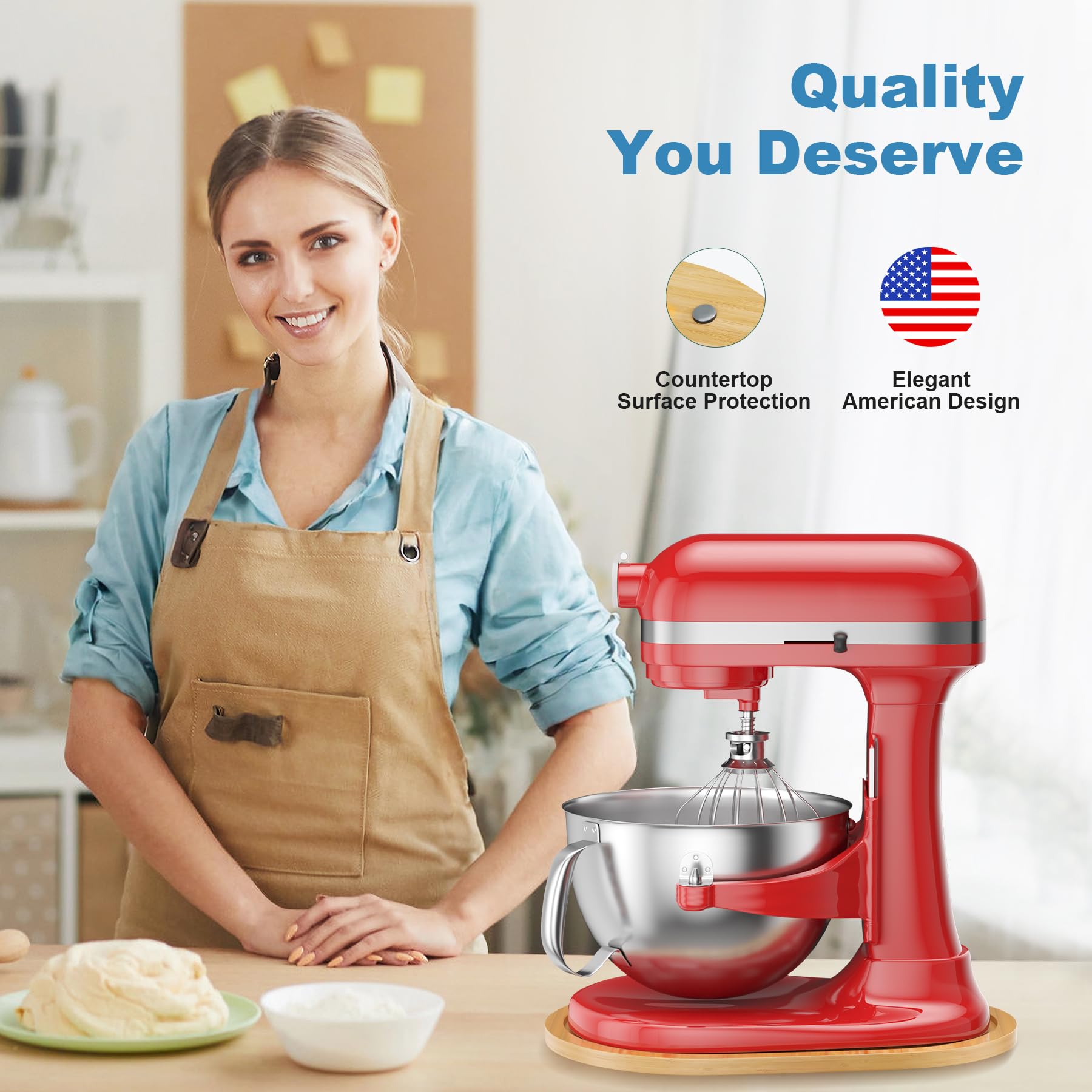 Slide action reduces effort when repositioning the mixer mid-bake.