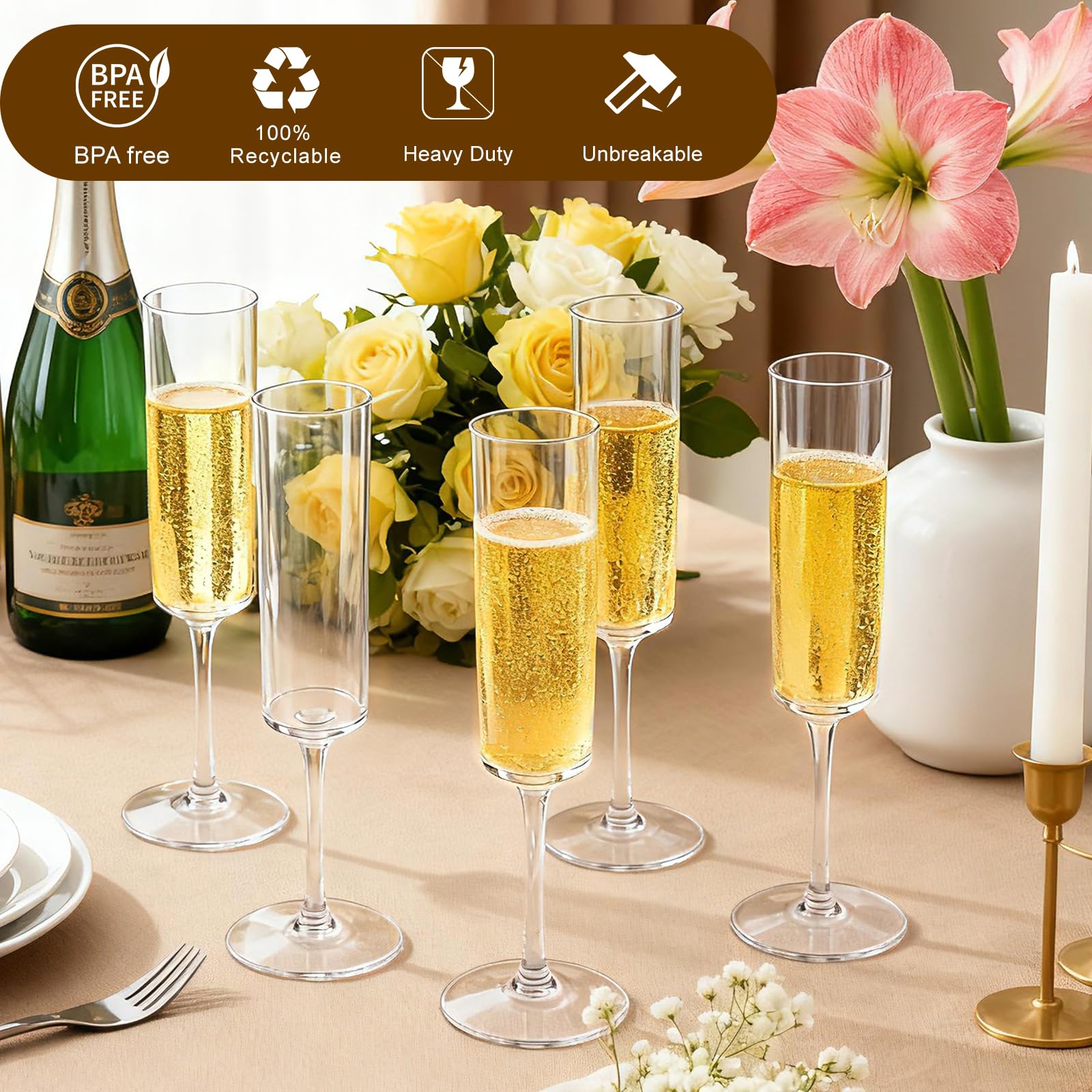 GuanQiao gift-ready wedding party flutes set
