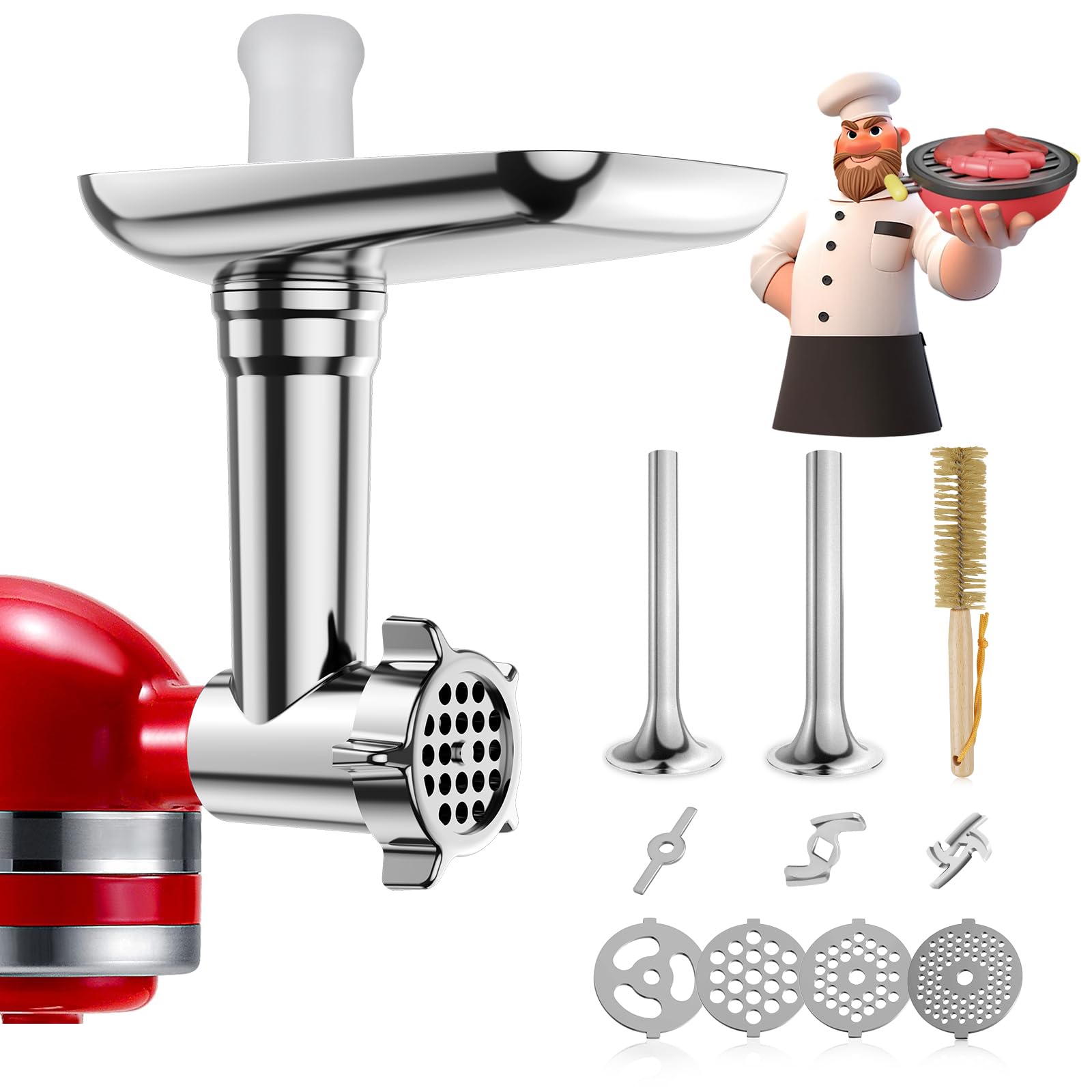 GuanQiao metal food grinder attachments tray fits KA mixers for organized grinding.