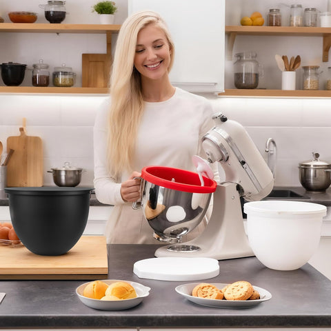 GuanQiao lids with silicone liners shown on a 5 Qt bowl for storage