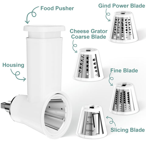 GuanQiao stainless steel blades attached for durable slicing and shredding on KitchenAid.