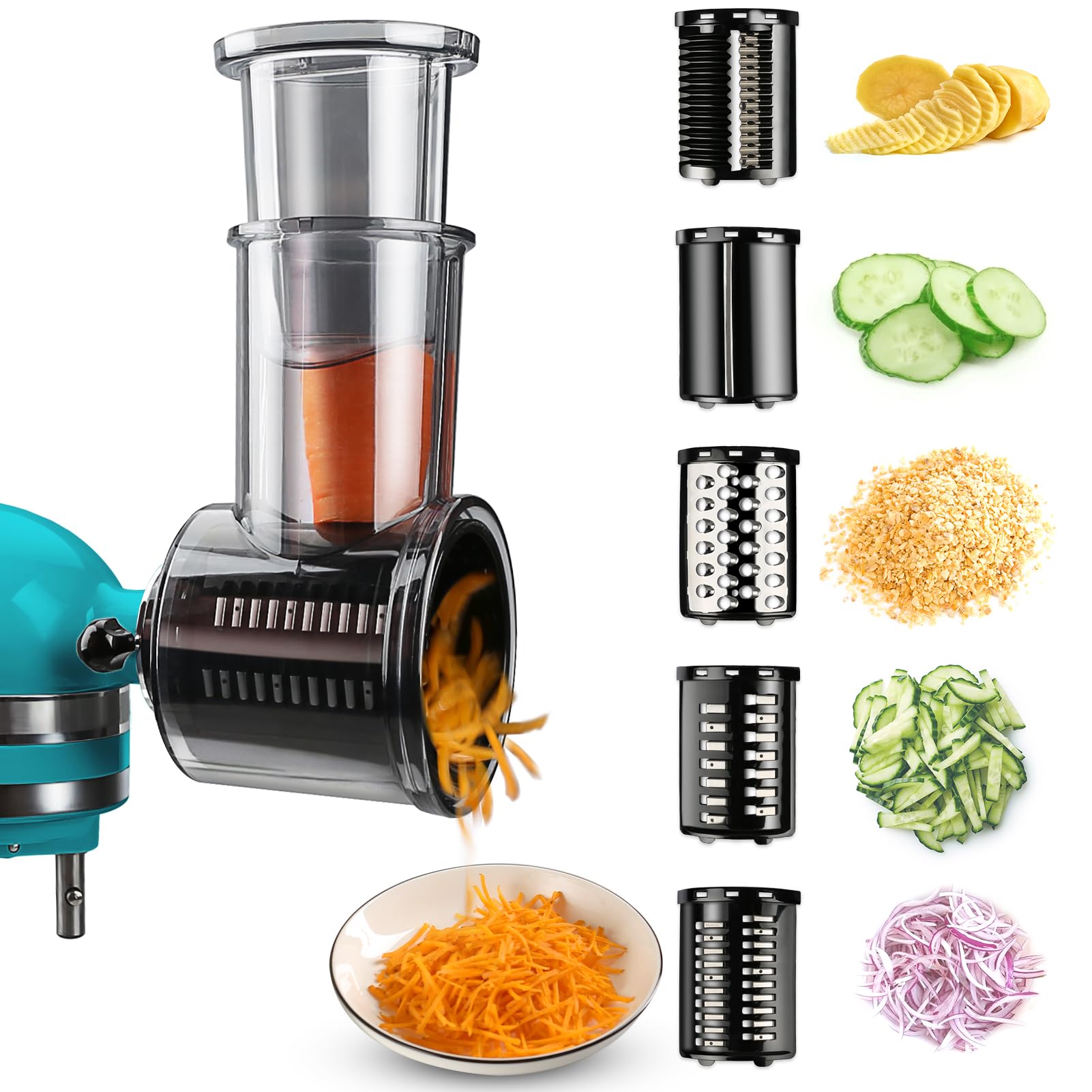 GuanQiao stainless steel slicer attachments for KitchenAid enable versatile prep.