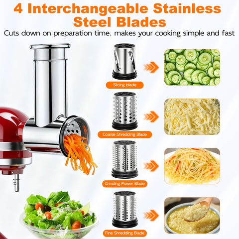 GuanQiao blade set with interchangeable blades for slicing, shredding, and grating tasks.