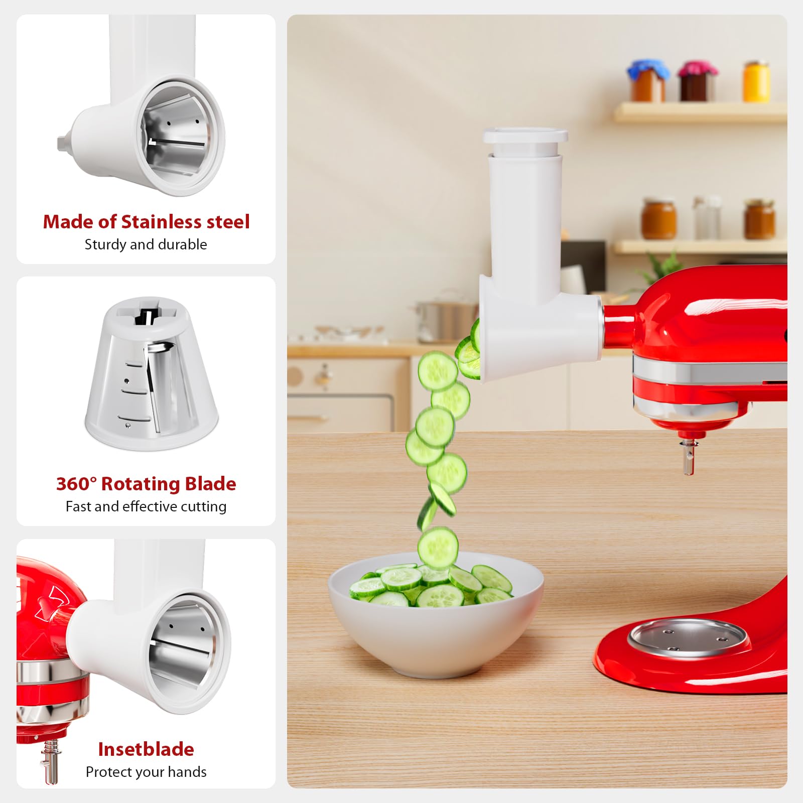 GuanQiao cheese grater blades 6mm shred for chunky vegetables and cheese.