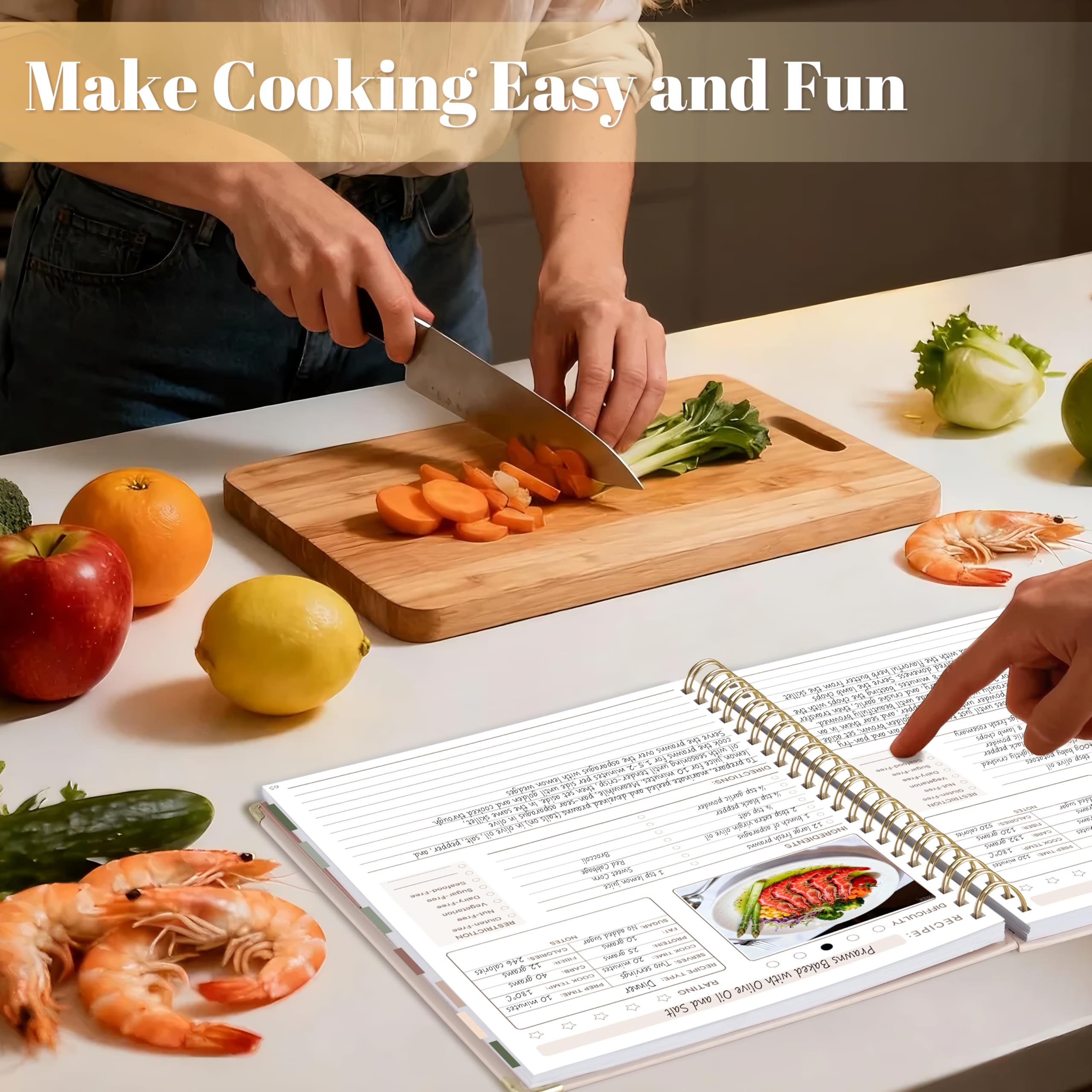 GuassLee hardcover texture with a subtle pattern for premium recipe storage.