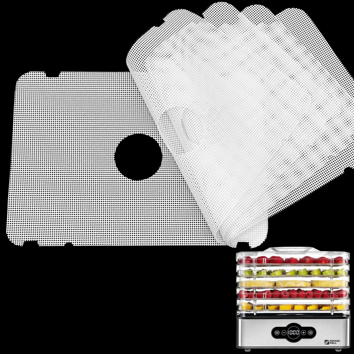 GUCUJI silicone dehydrator sheets fit Magic Mill trays for seamless drying