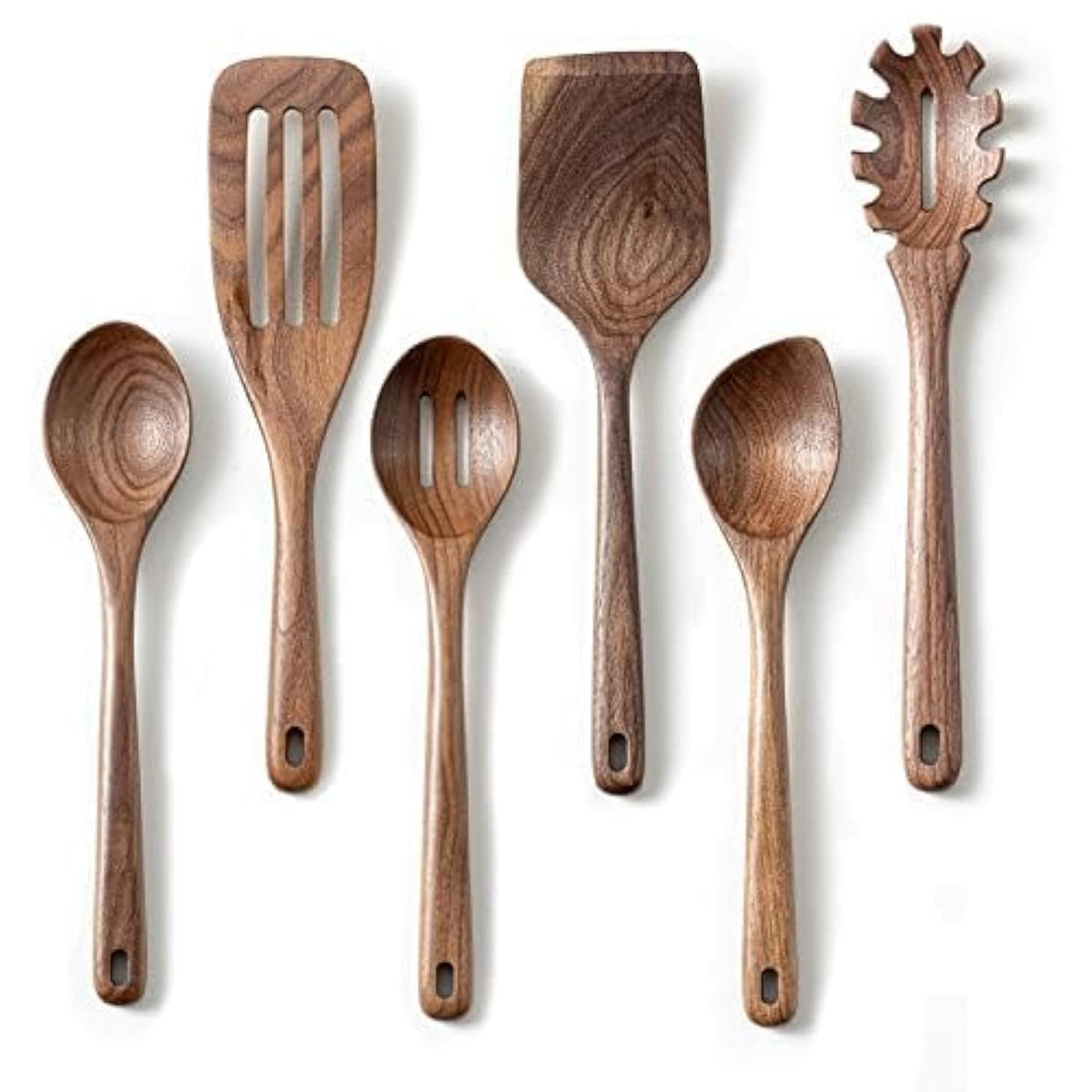 Gudamaye corner spoon in black walnut, ideal for precise stirring without scratching.