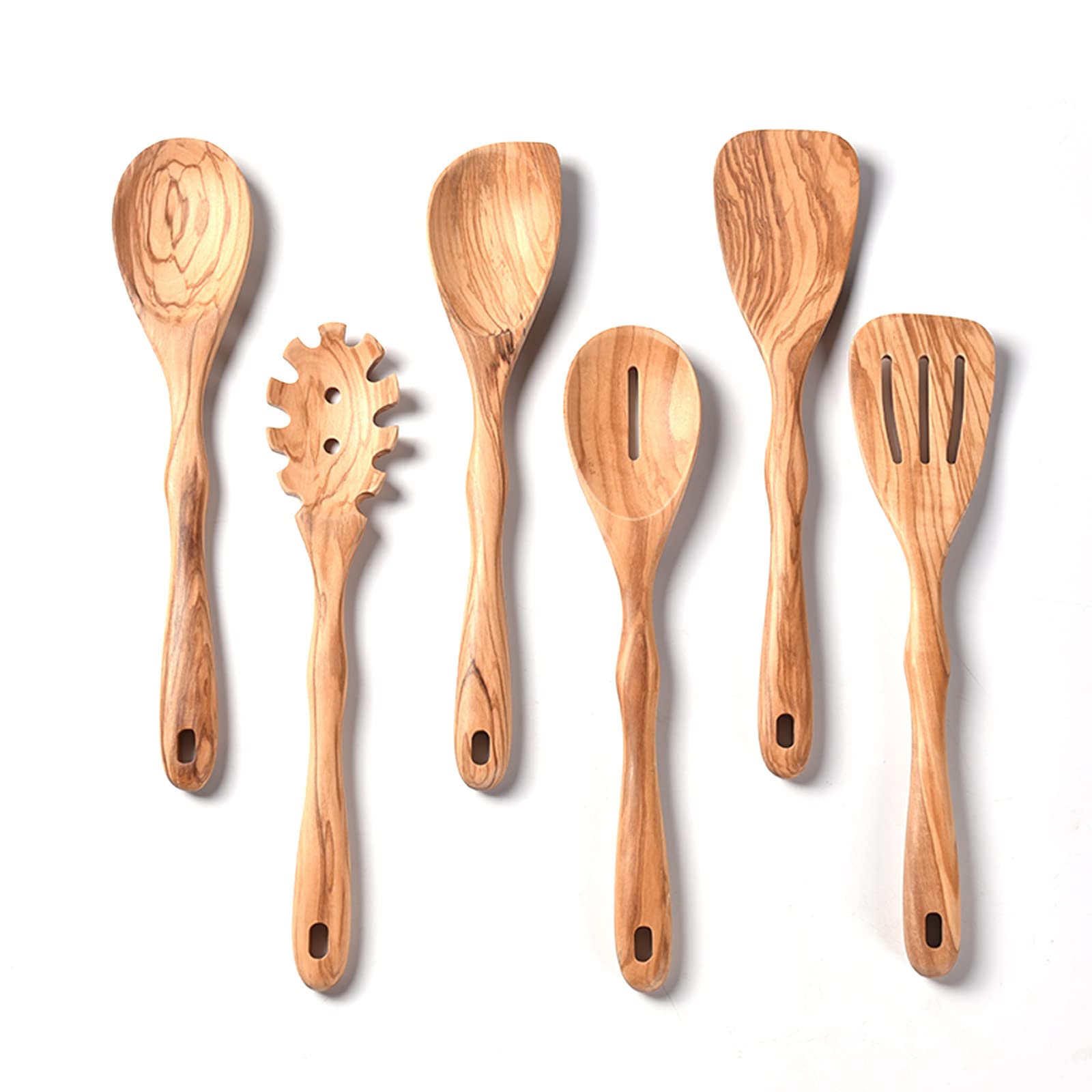 Gudamaye 12 inch olive wood utensils showcase natural grain and durable cooking performance