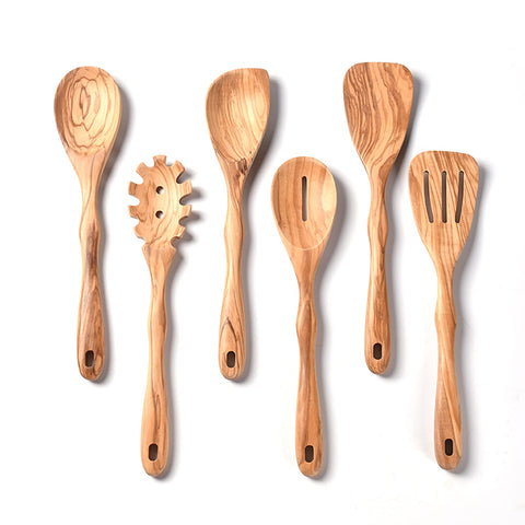 Gudamaye 12 inch olive wood utensils showcase natural grain and durable cooking performance