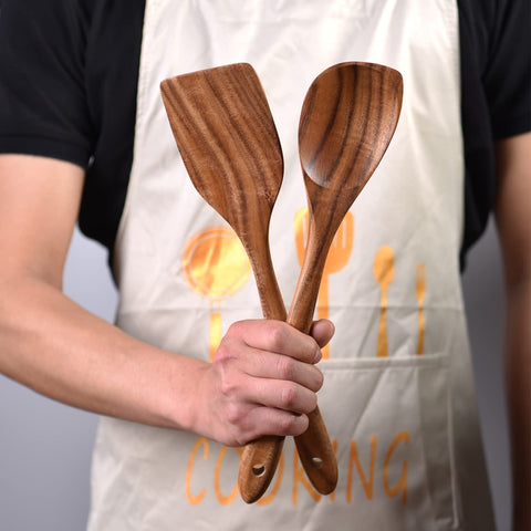 Gudamaye 13-inch wooden corner spoon for delicate stirring in tight spots.