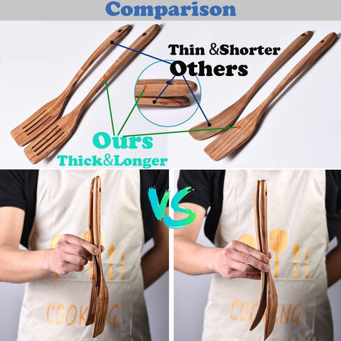 Gudamaye 13-inch wooden salad fork blends salads with sturdy support.