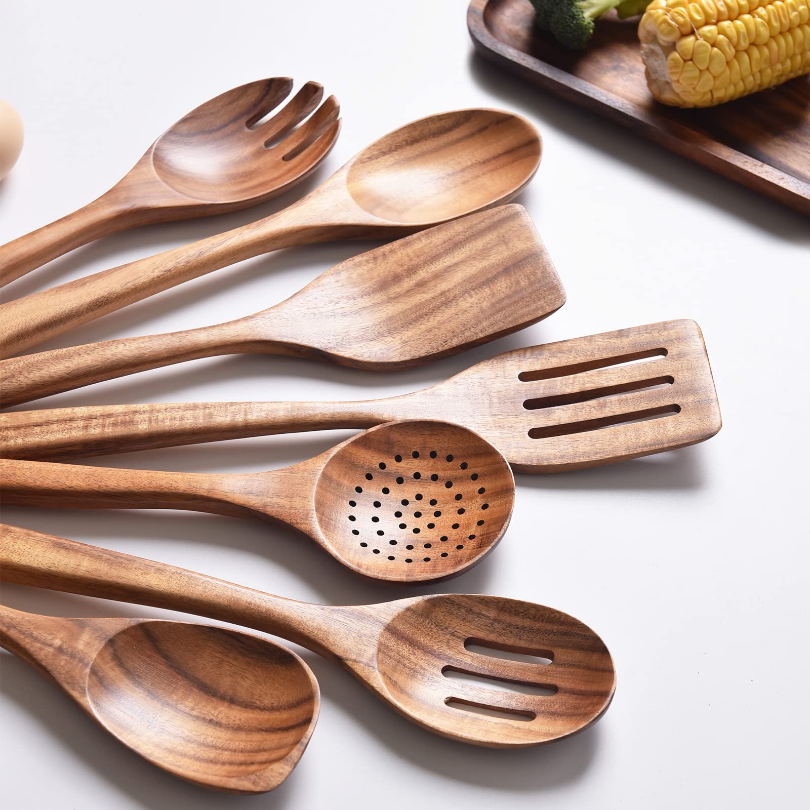 Gudamaye 13-inch wooden salad spoon serves greens with gentle, even texture.