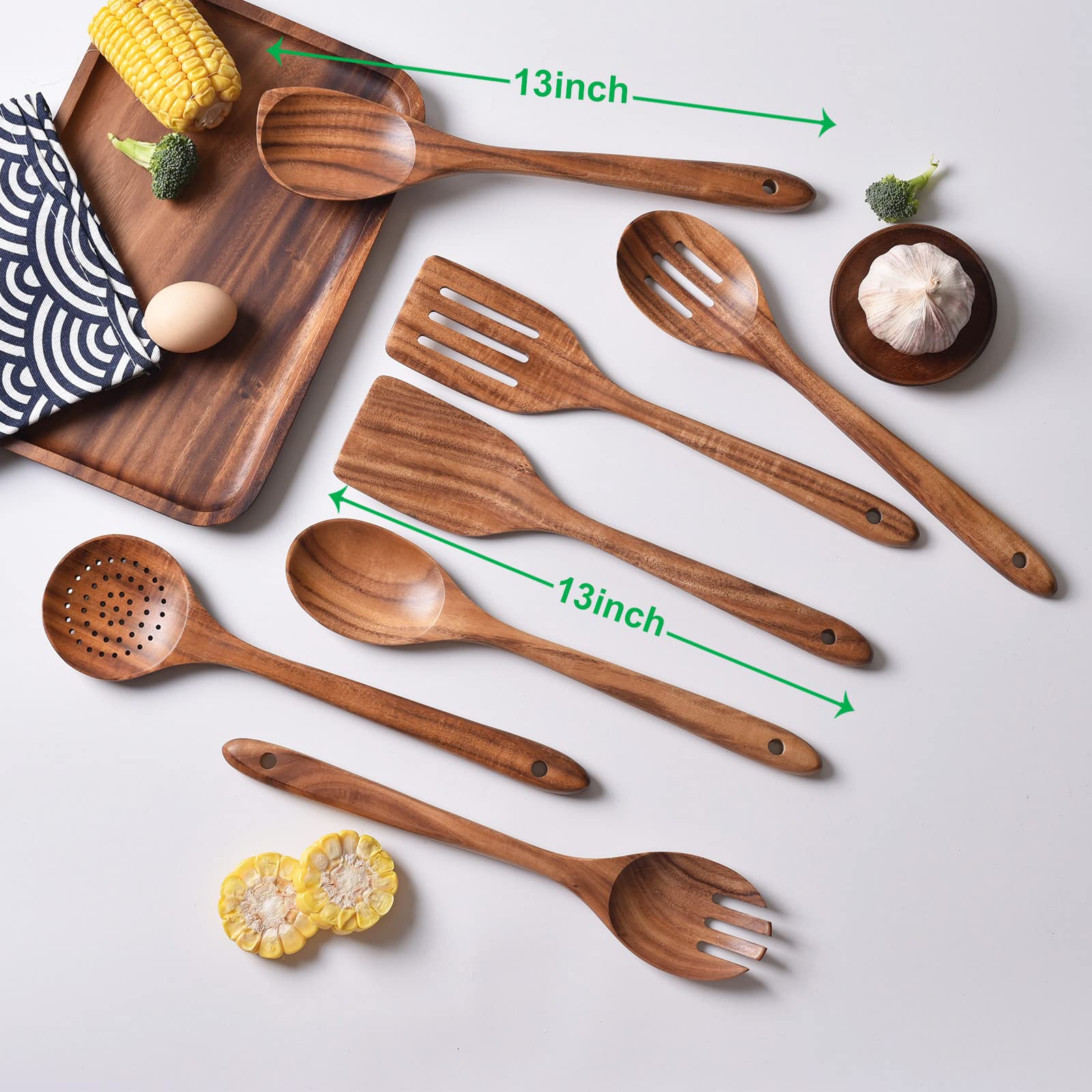 Gudamaye 13-inch wooden spatula promotes smooth turning without scratching nonstick cookware.
