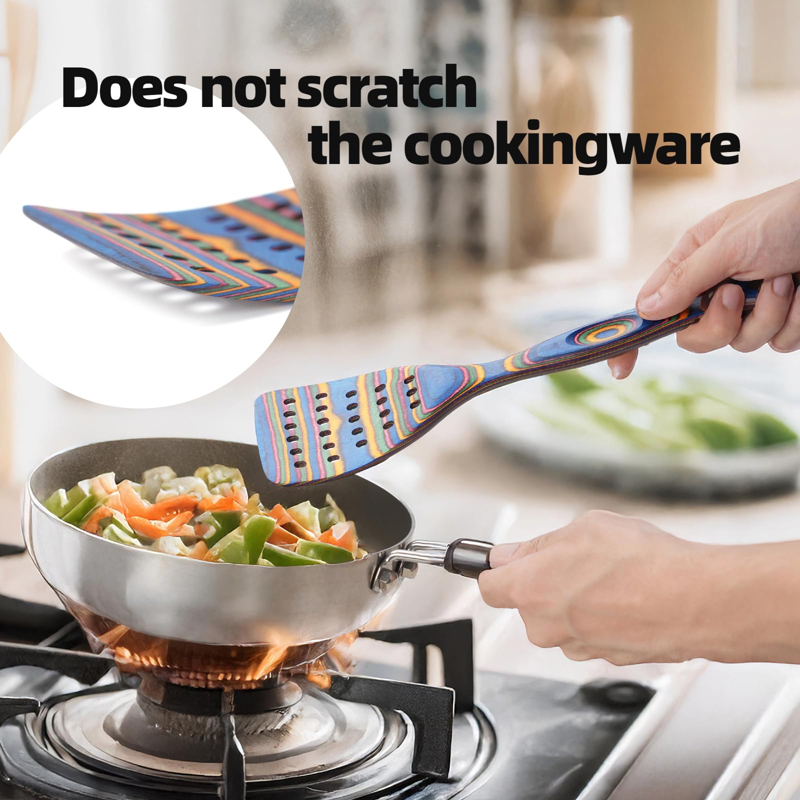 Heat-resistant pakkawood spoons suitable for sautéing and simmering.