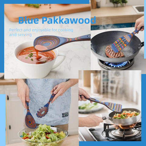 Colorful pakkawood spoons add rustic charm to everyday cooking.