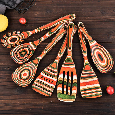 Gudamaye Pakkawood easy-clean care keeps utensils looking new.