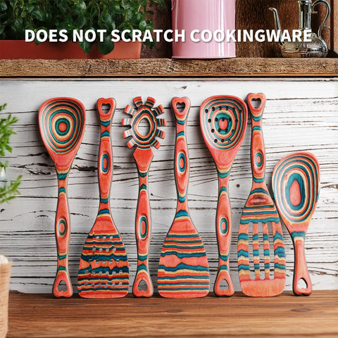 Gudamaye Pakkawood kitchen utensils showing sturdy build for high-heat cooking