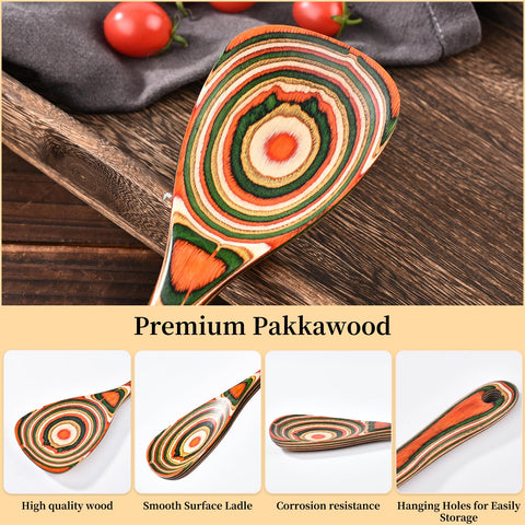 Gudamaye Pakkawood nonstick-safe utensils protect pan surfaces during cooking.