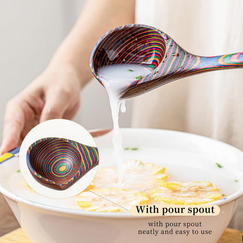 Gudamaye rainbow spoon balances weight for easy serving of soups.