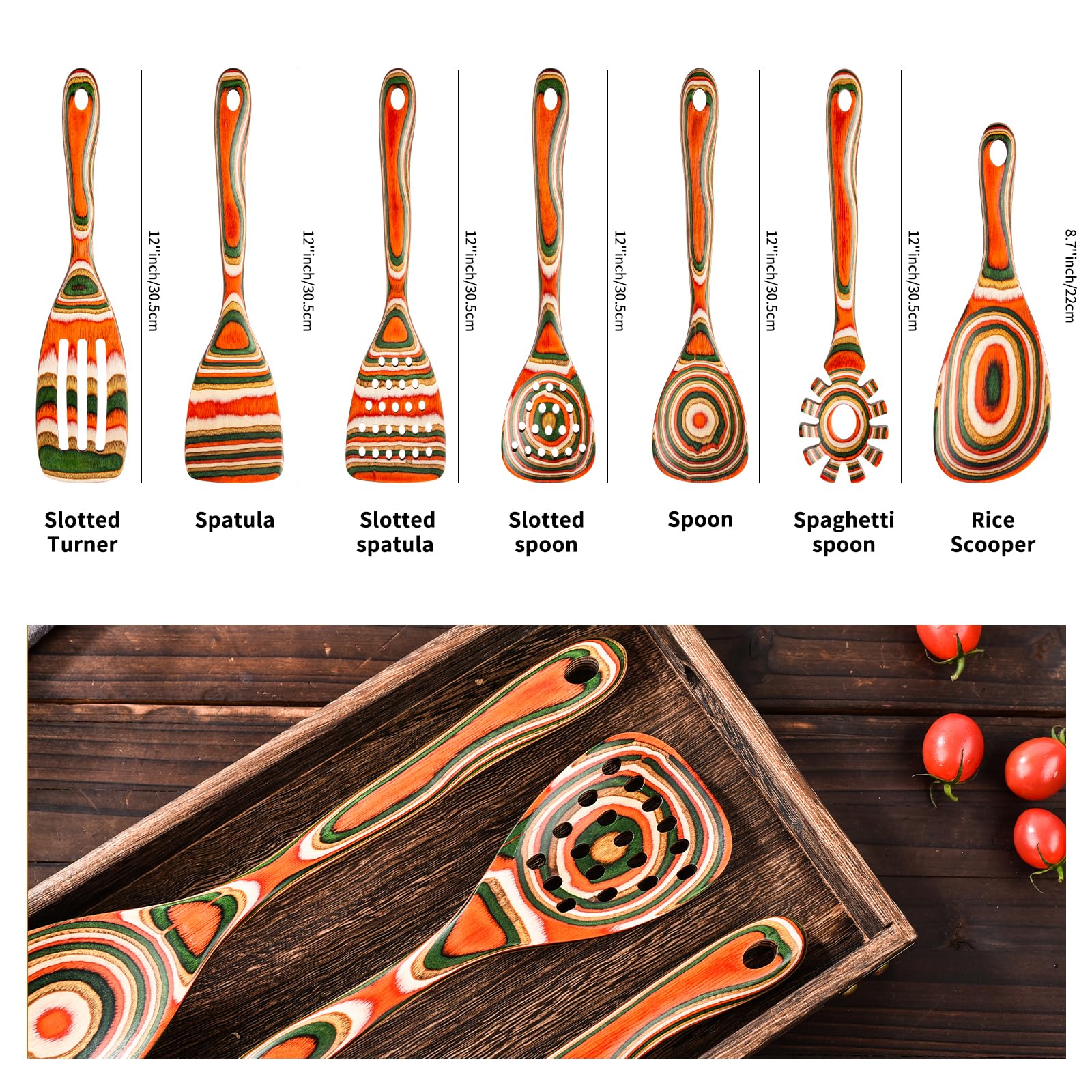 Gudamaye Pakkawood red spoons for cooking with comfortable grip and durability.