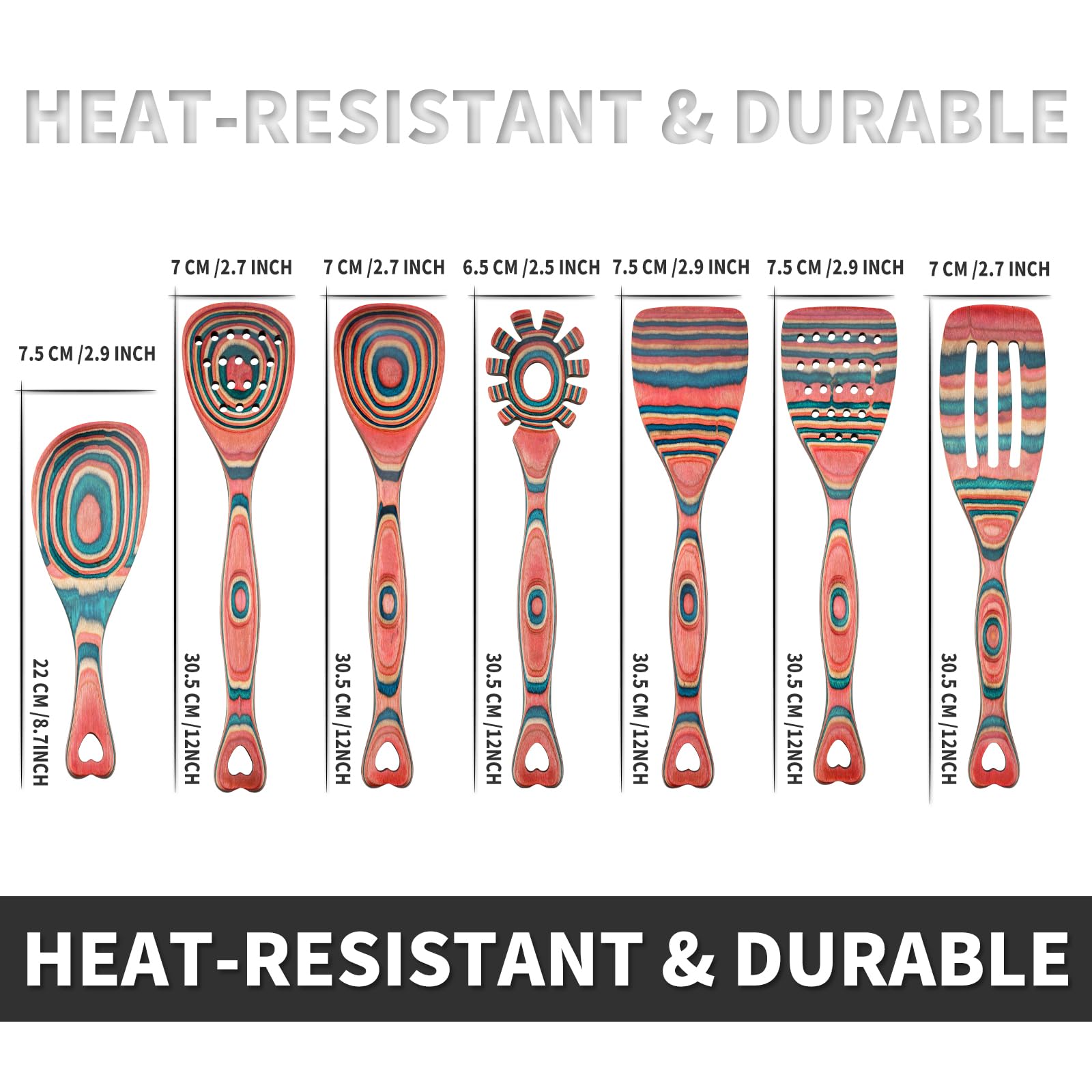 Gudamaye Pakkawood spatulas and spoons with heat resistance for non-stick pans