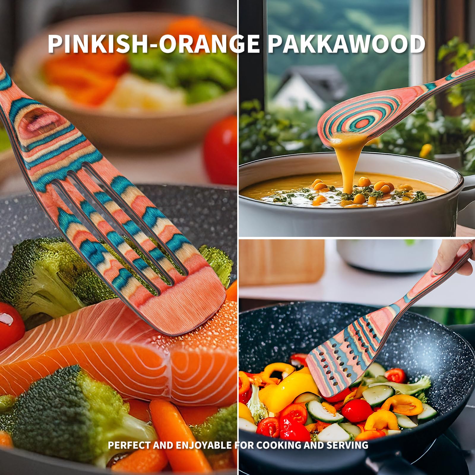 Gudamaye Pakkawood wooden spoons in warm tones for versatile cooking