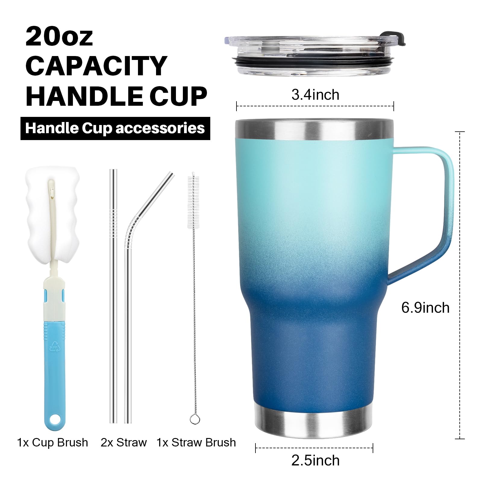 GUDEMAO tumbler with lid and straw for versatile sipping.