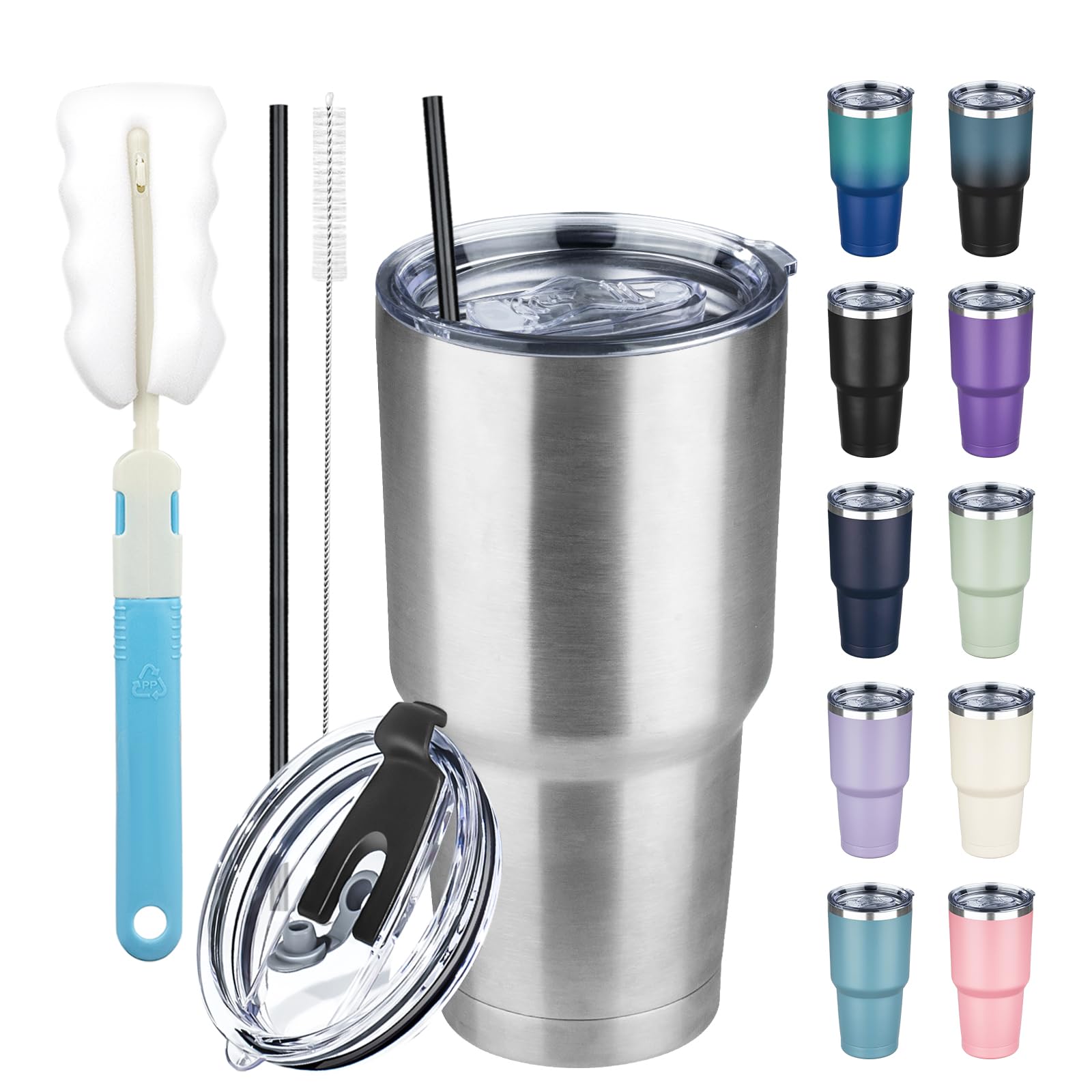 GUDEMAO 30oz tumbler with lid and straw for on-the-go temperature control.