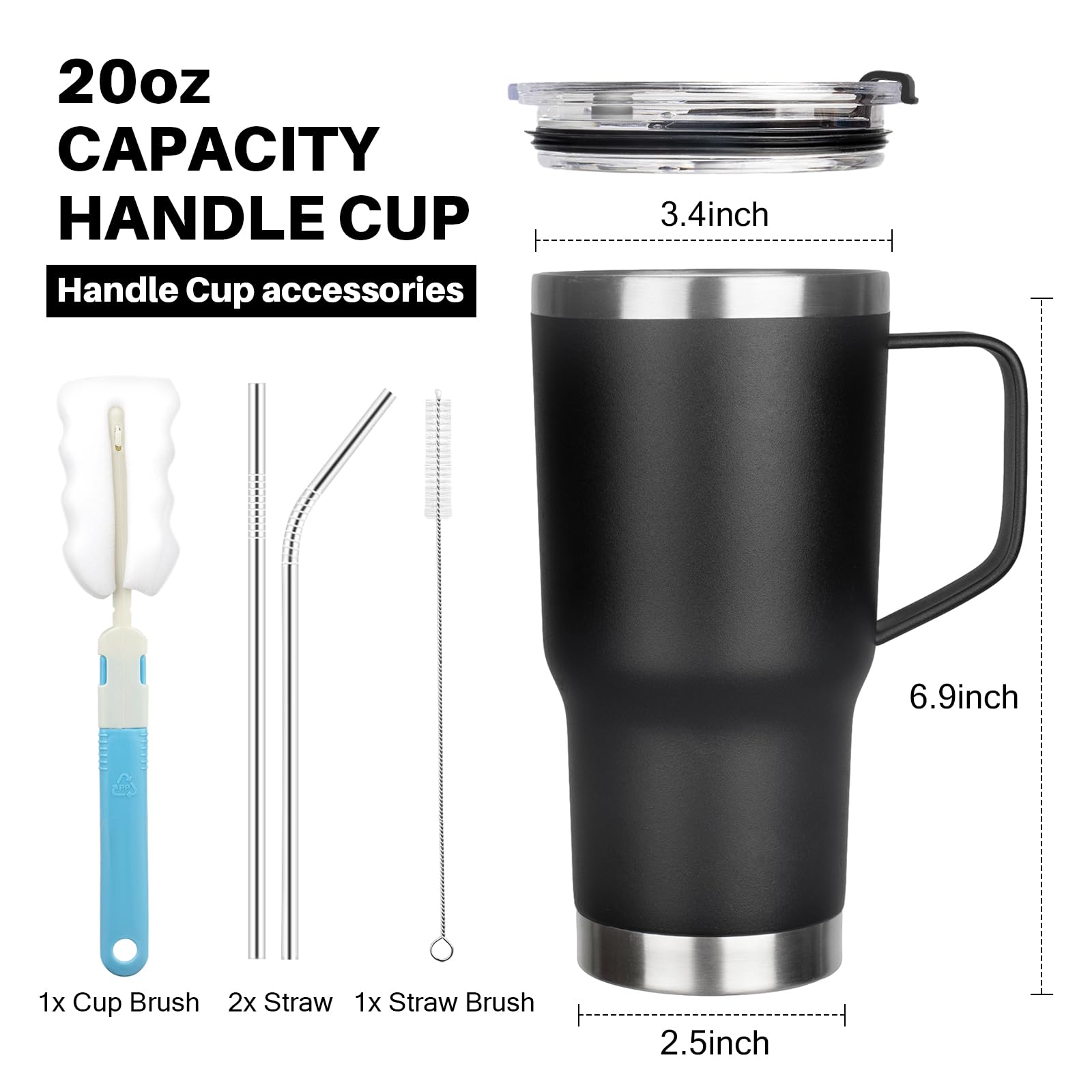 GUDEMAO insulated stainless steel tumbler with lid and straw for on-the-go sipping