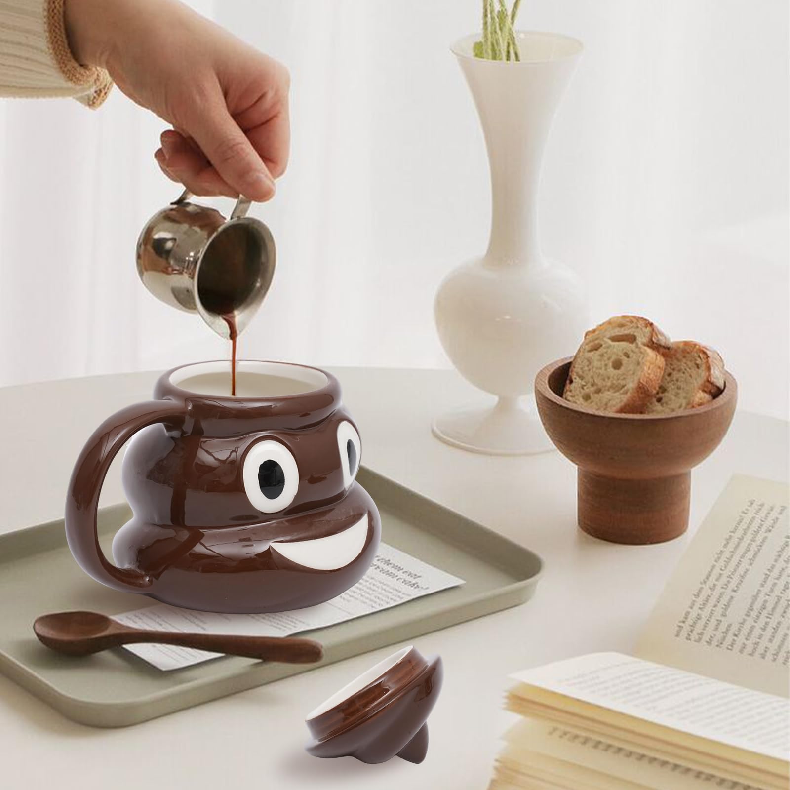 GUH 3D poop sculpture mug with tactile design enhancing morning routine.