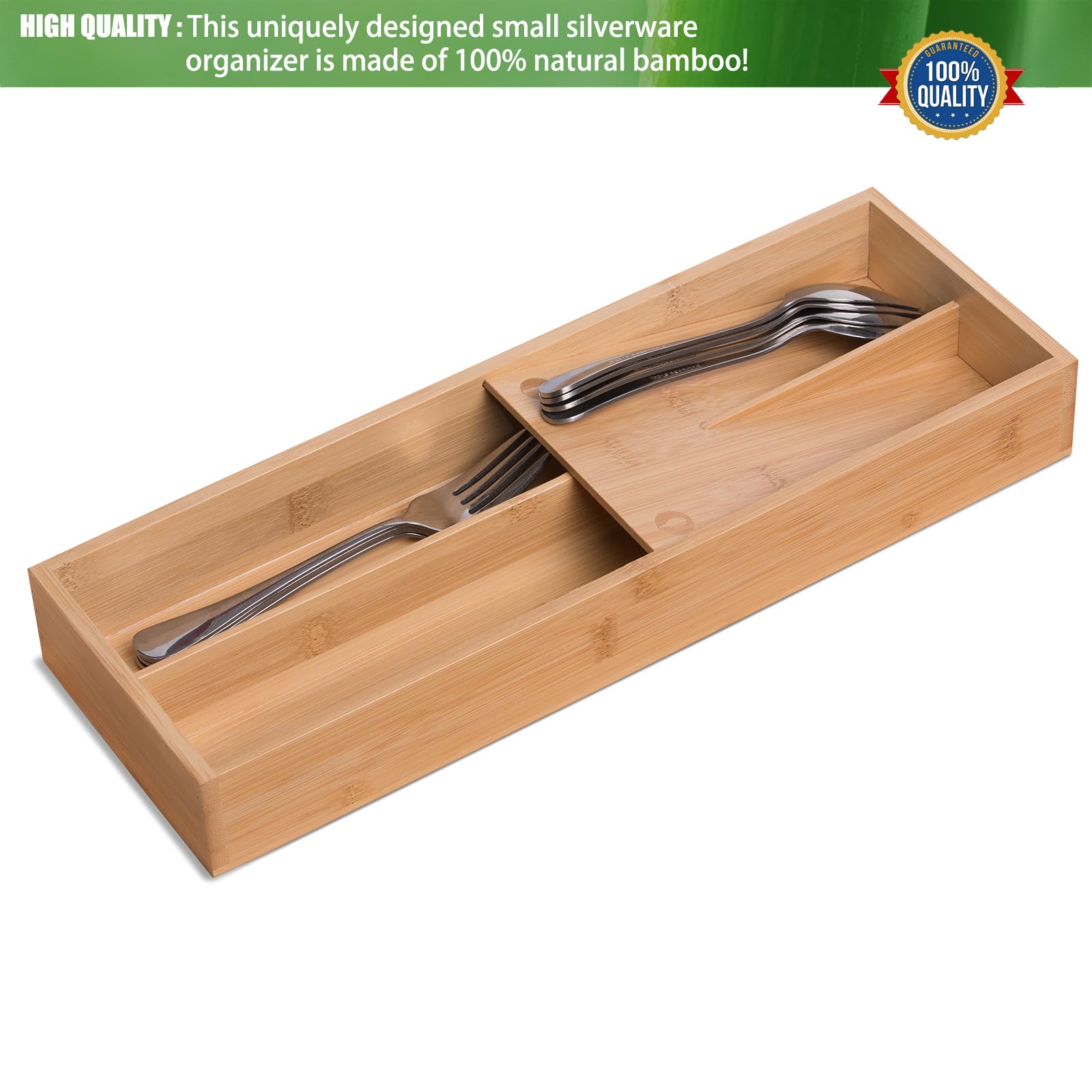 guiogc bamboo organizer helps maximize drawer space and order