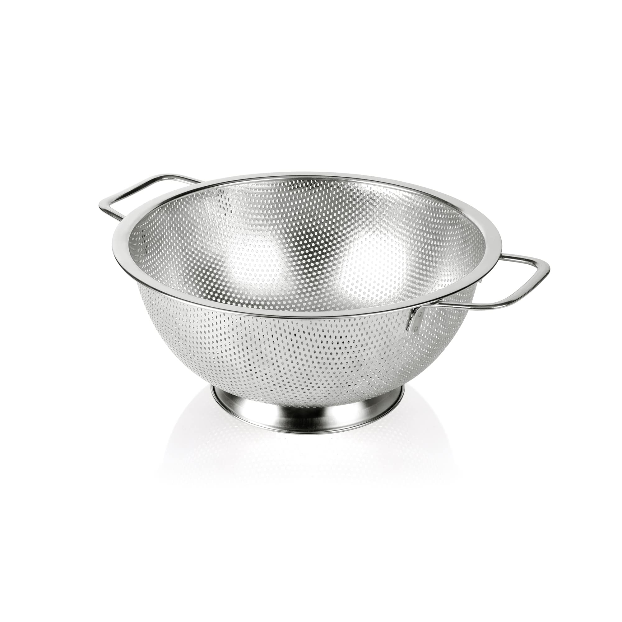 Gulex colander top view with fine holes for fast pasta draining.